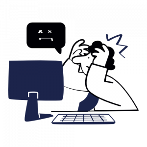An illustration showing a user having issues with an application